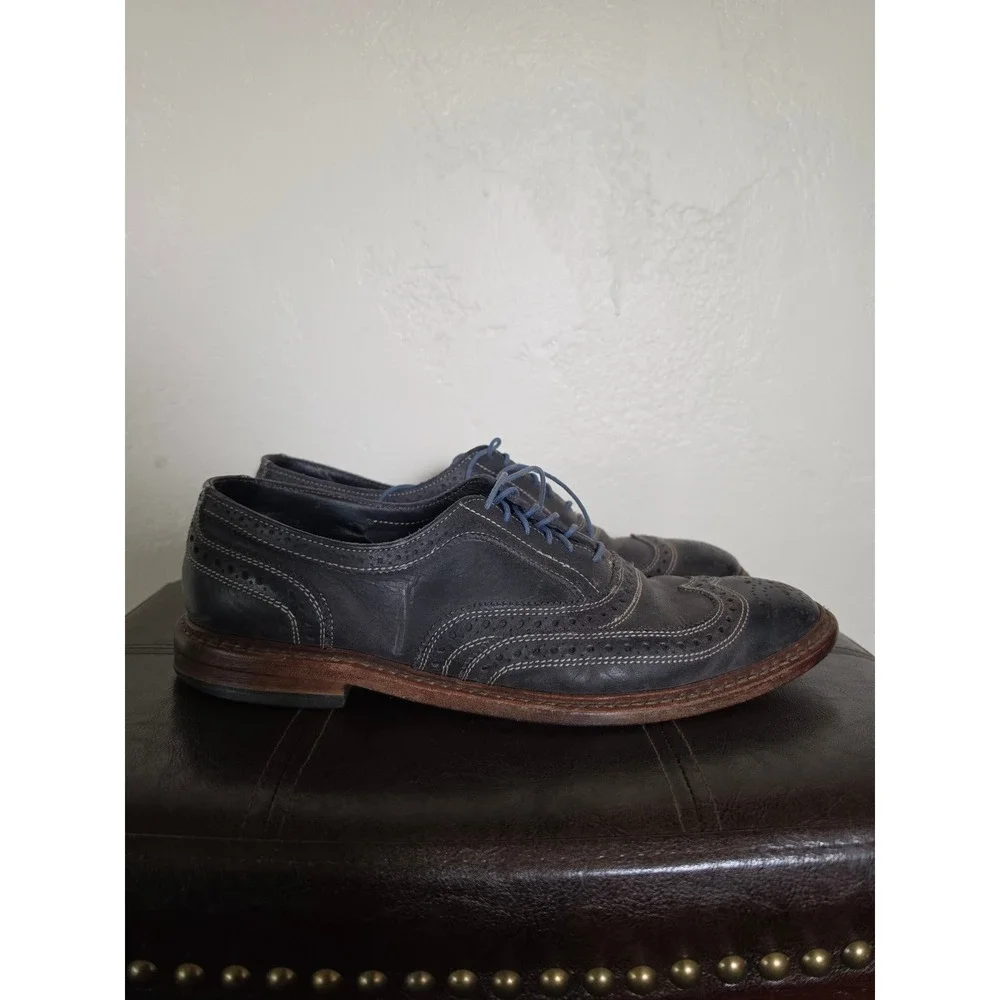 Allen Edmonds Neumok Gray Leather Wingtip Oxfords Preppy Dress Shoes Sz10D